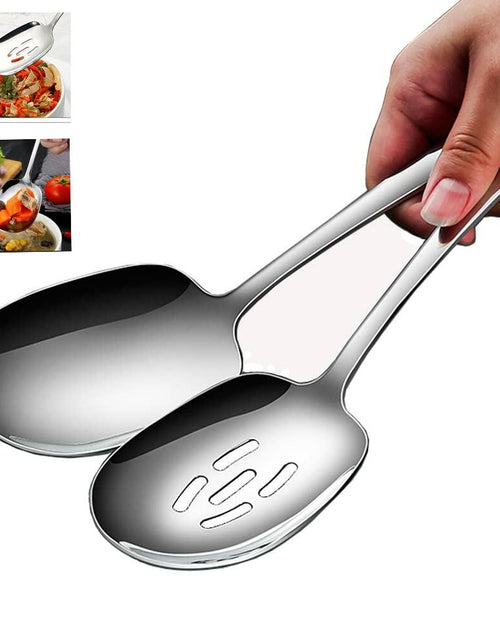Load image into Gallery viewer, SIAIQIANG 18/8 Stainless Steel Serving Spoons Set 9.8in Silver 2pc
