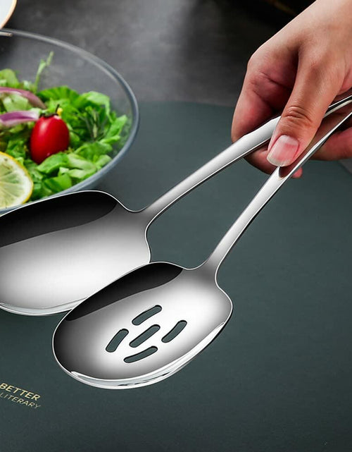 Load image into Gallery viewer, SIAIQIANG 18/8 Stainless Steel Serving Spoons Set 9.8in Silver 2pc
