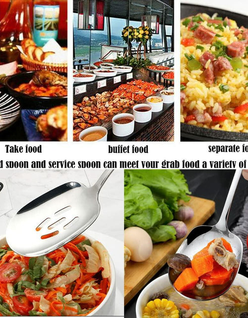 Load image into Gallery viewer, SIAIQIANG 18/8 Stainless Steel Serving Spoons Set 9.8in Silver 2pc
