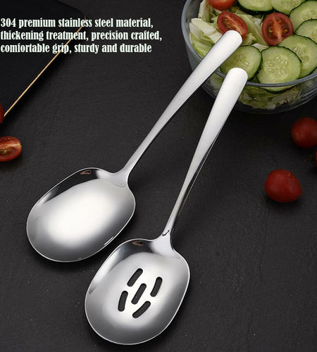 SIAIQIANG 18/8 Stainless Steel Serving Spoons Set 9.8in Silver 2pc