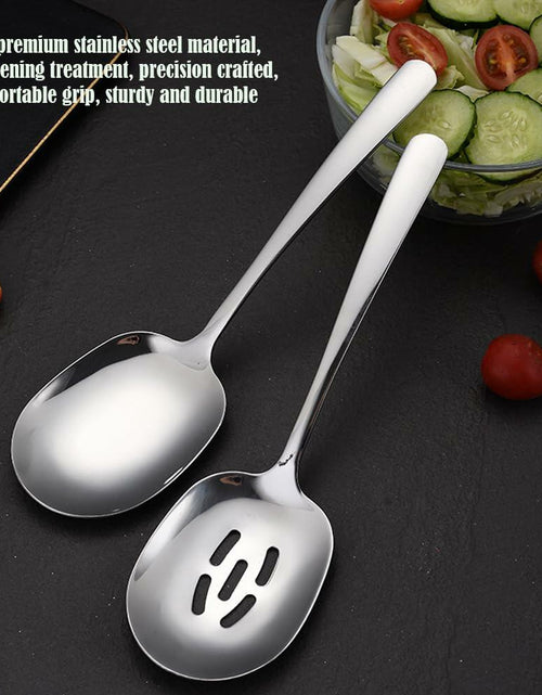 Load image into Gallery viewer, SIAIQIANG 18/8 Stainless Steel Serving Spoons Set 9.8in Silver 2pc
