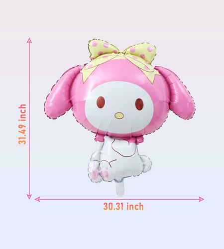 HKWRZK 2 Pcs Kawaii Cartoon Pink Foil Balloons Birthday Party Decor