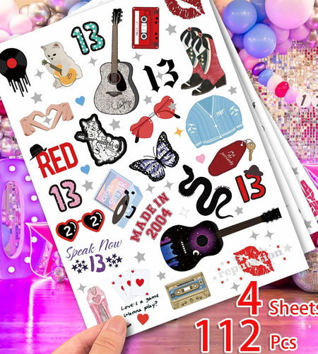 TS Music Album Temporary Tattoos 4 Sheets Birthday Party Favor Set