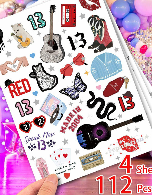 Load image into Gallery viewer, TS Music Album Temporary Tattoos 4 Sheets Birthday Party Favor Set
