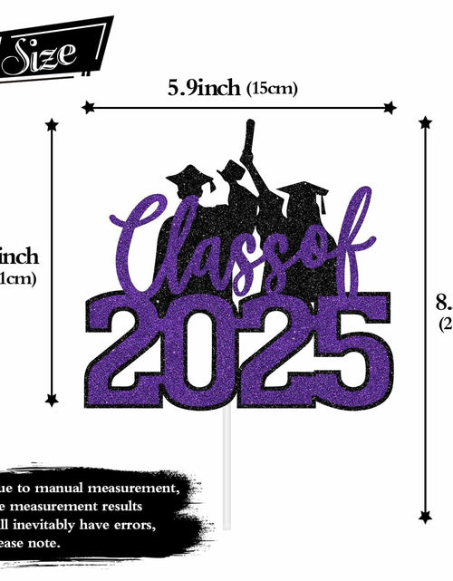 Load image into Gallery viewer, RLXPT Class of 2025 Cake Topper Congrats Grad Black Purple Glitter Foil
