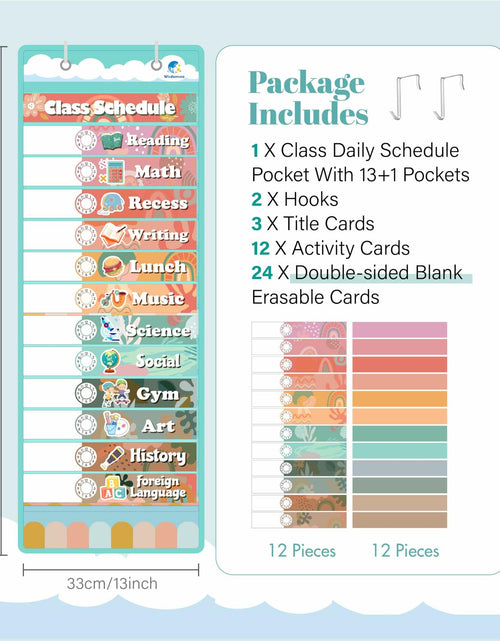 Load image into Gallery viewer, Wisdomsea Pocket Chart Classroom Blue 39 Double-Sided Erasable Cards
