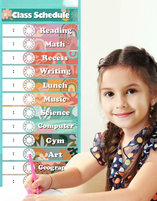 Load image into Gallery viewer, Wisdomsea Pocket Chart Classroom Blue 39 Double-Sided Erasable Cards
