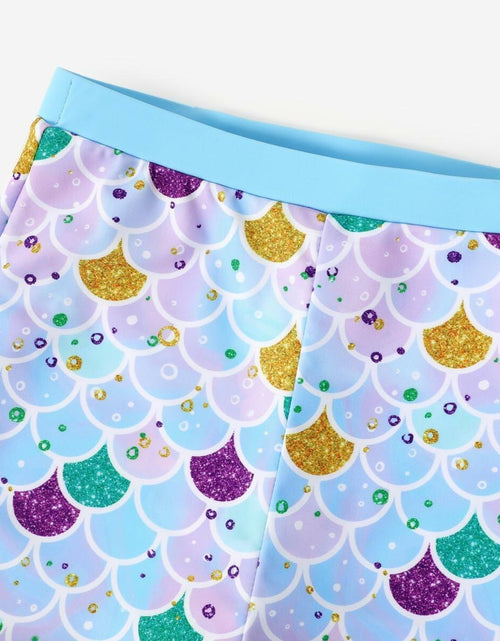 Load image into Gallery viewer, PATPAT Girls 2-Piece Tankini Swimsuit Set Sky Blue Fish Mermaid Size 10-11
