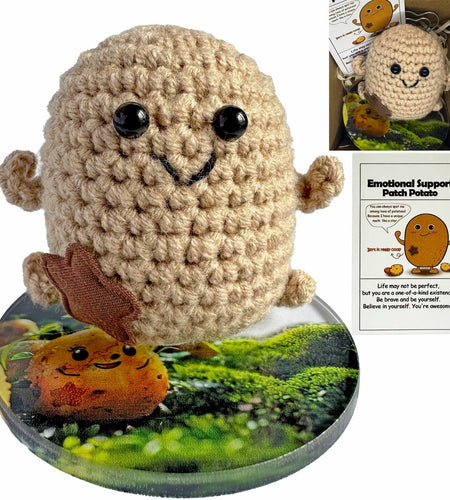 Mini Positive Potato Doll 3in Knit Plush with Card Cute Gift for Friends Family