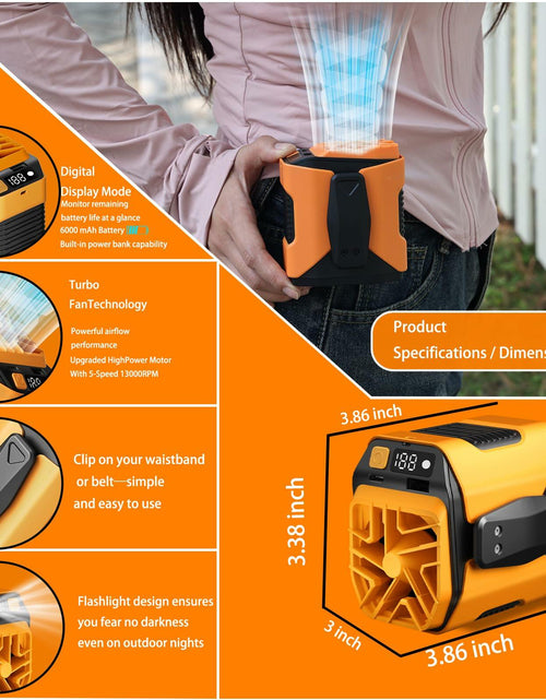 Load image into Gallery viewer, wz-ruijiang 2025 Upgrade Portable Waist Fan 13000 Speed Clip-On Black

