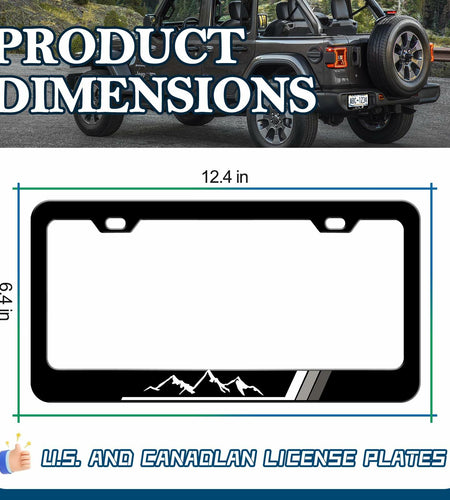 2PCS Tri-Color Mountain License Plate Frames Stainless Steel White Gray