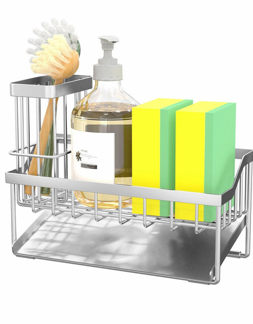 Load image into Gallery viewer, Vanwood Kitchen Sink Caddy Sponge &amp; Brush Holder Stainless Steel Silver
