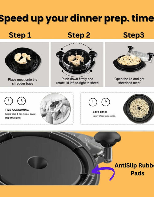 Load image into Gallery viewer, CasaFusion Chicken Shredder Tool w/ Brush Lid &amp; Anti-Slip Base Kitchen
