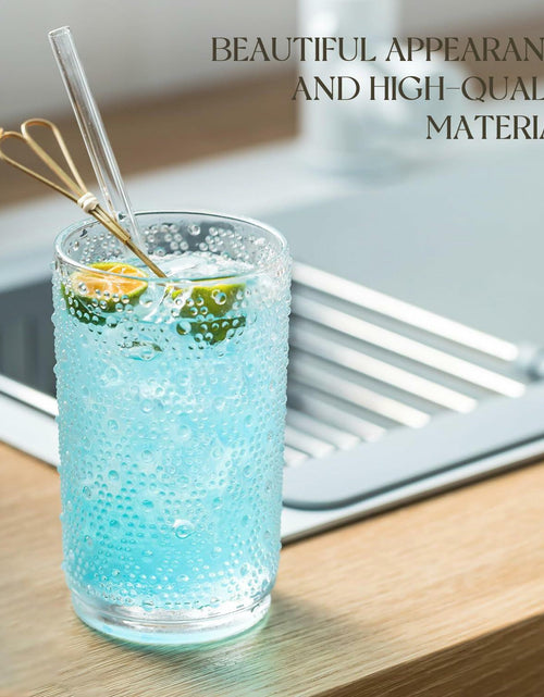 Load image into Gallery viewer, KEMORELA 6PCS Hobnail Old-Fashioned Glasses Set 15oz with Reusable Straws
