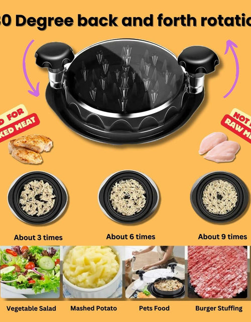 Load image into Gallery viewer, CasaFusion Chicken Shredder Tool w/ Brush Lid &amp; Anti-Slip Base Kitchen
