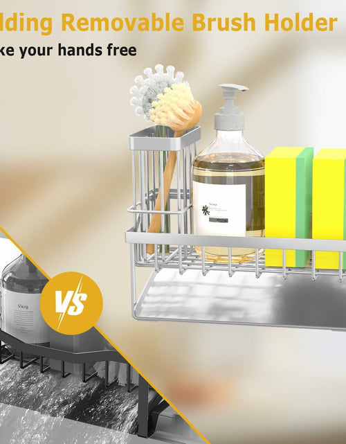 Load image into Gallery viewer, Vanwood Kitchen Sink Caddy Sponge &amp; Brush Holder Stainless Steel Silver
