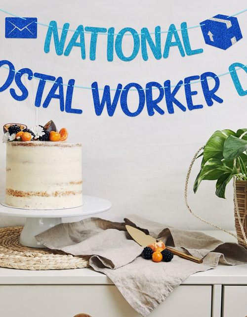 Load image into Gallery viewer, FOZEE Postal Worker Day Banner Blue Glitter Cardstock Decoration
