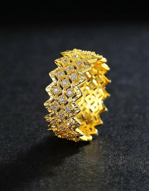 Load image into Gallery viewer, Mozume 14K Gold Plated Sterling Silver Ring Eternity Band (Gold 2, 8)
