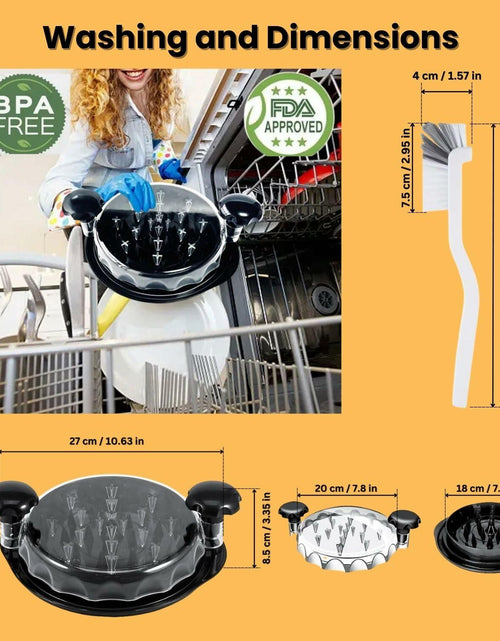 Load image into Gallery viewer, CasaFusion Chicken Shredder Tool w/ Brush Lid &amp; Anti-Slip Base Kitchen
