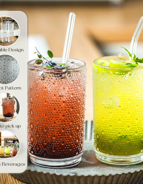 Load image into Gallery viewer, KEMORELA 6PCS Hobnail Old-Fashioned Glasses Set 15oz with Reusable Straws
