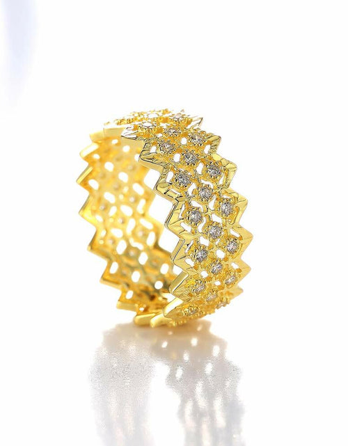 Load image into Gallery viewer, Mozume 14K Gold Plated Sterling Silver Ring Eternity Band (Gold 2, 8)
