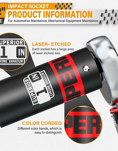 Load image into Gallery viewer, Aiourx 1/2" Drive Impact Socket 1" Deep 6 Point CR-V SAE for Car Repair
