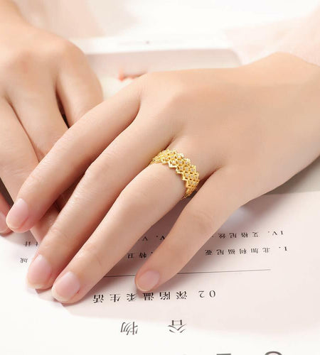Mozume 14K Gold Plated Sterling Silver Ring Eternity Band (Gold 2, 8)