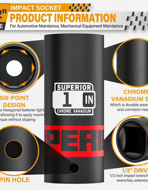 Load image into Gallery viewer, Aiourx 1/2" Drive Impact Socket 1" Deep 6 Point CR-V SAE for Car Repair
