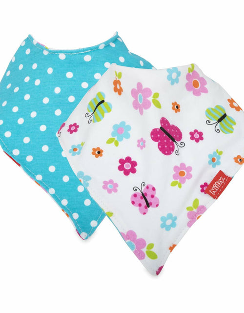 Load image into Gallery viewer, Nuby 2 Pack Bandana Bibs Super Absorbent Dribble Catcher for Girls

