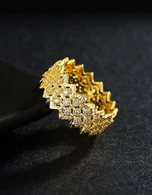 Load image into Gallery viewer, Mozume 14K Gold Plated Sterling Silver Ring Eternity Band (Gold 2, 8)
