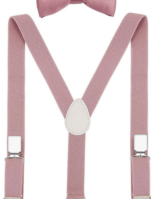 Load image into Gallery viewer, Pzle Boys' Bow Tie and Suspenders Set Adjustable Elastic 30 Inches Blush Pink
