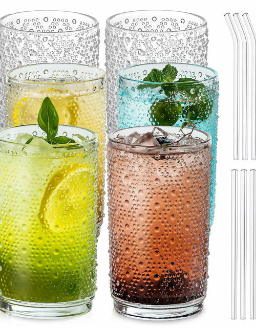 Load image into Gallery viewer, KEMORELA 6PCS Hobnail Old-Fashioned Glasses Set 15oz with Reusable Straws
