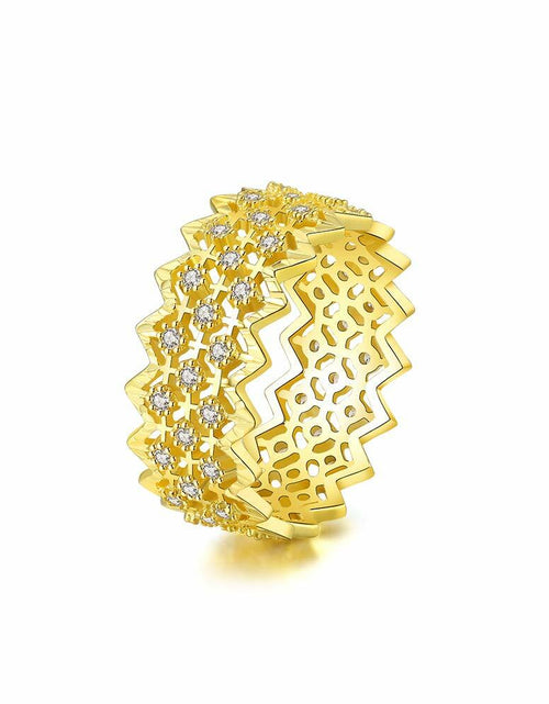 Load image into Gallery viewer, Mozume 14K Gold Plated Sterling Silver Ring Eternity Band (Gold 2, 8)
