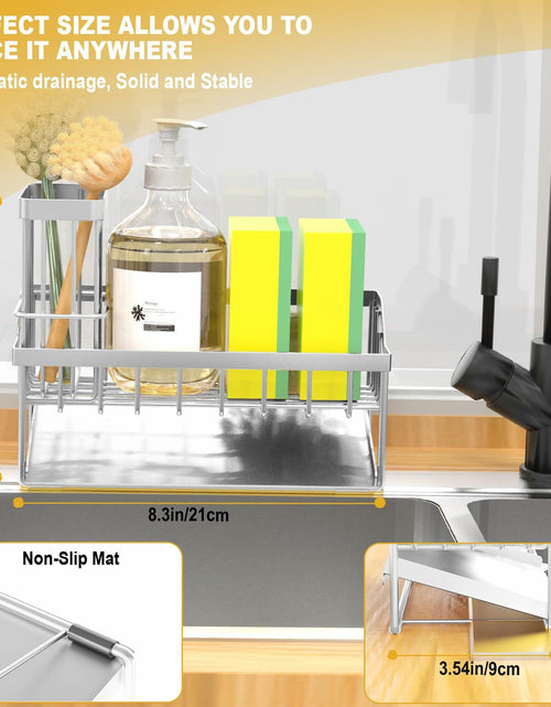 Load image into Gallery viewer, Vanwood Kitchen Sink Caddy Sponge &amp; Brush Holder Stainless Steel Silver
