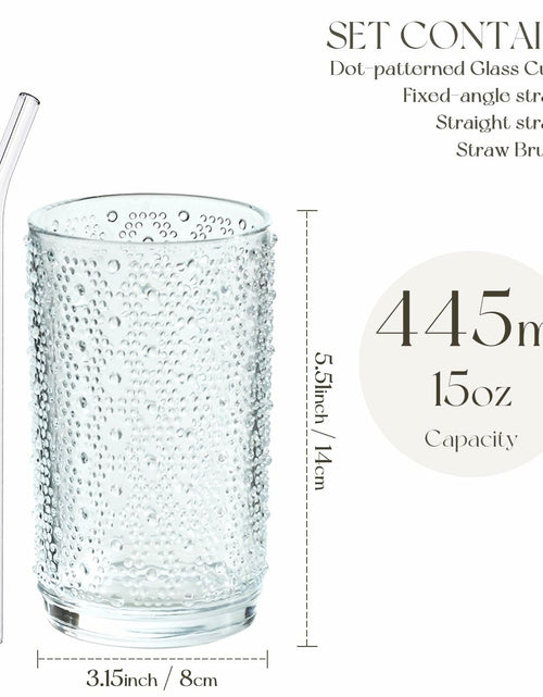 Load image into Gallery viewer, KEMORELA 6PCS Hobnail Old-Fashioned Glasses Set 15oz with Reusable Straws
