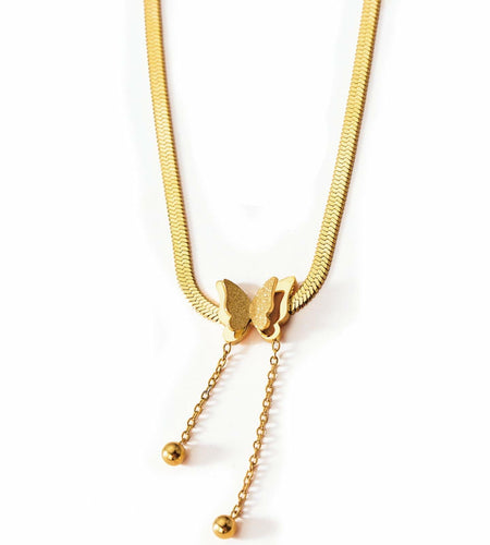 18K Gold Butterfly Necklace for Women Elegant Jewelry Gift Box Included