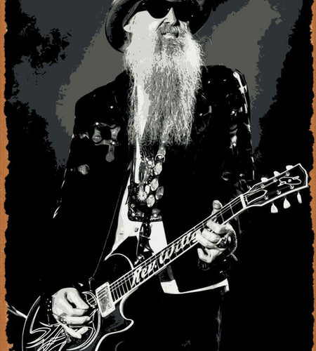 AirBnk Vintage Metal Tin Sign Billy Gibbons Guitar Retro 8x12 inch