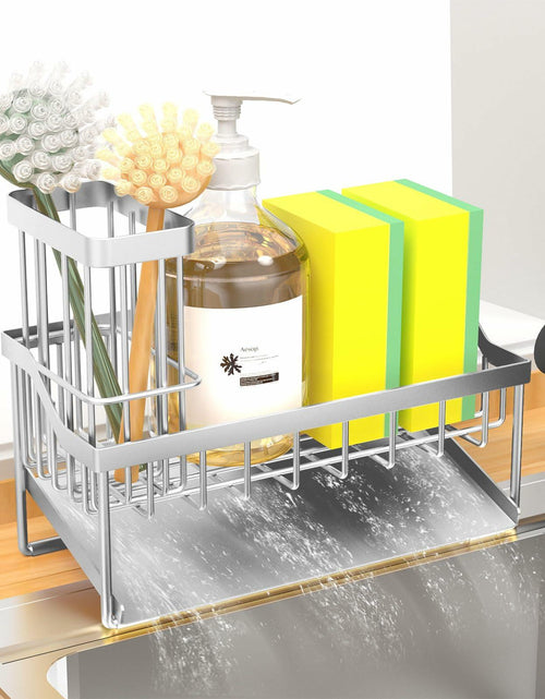 Load image into Gallery viewer, Vanwood Kitchen Sink Caddy Sponge &amp; Brush Holder Stainless Steel Silver
