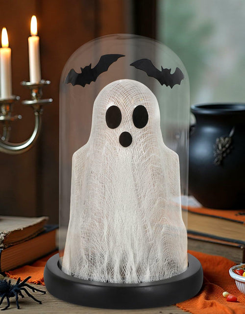 Load image into Gallery viewer, DAZONGE Lighted Ghost in Glass Dome Cloche Halloween Decor Indoor Black White

