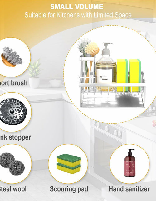 Load image into Gallery viewer, Vanwood Kitchen Sink Caddy Sponge &amp; Brush Holder Stainless Steel Silver
