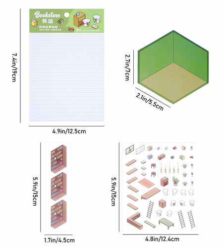 Zxvskr 8 Sets DIY 3D House Stickers Cartoon Colourful Convenience Fruit Flower