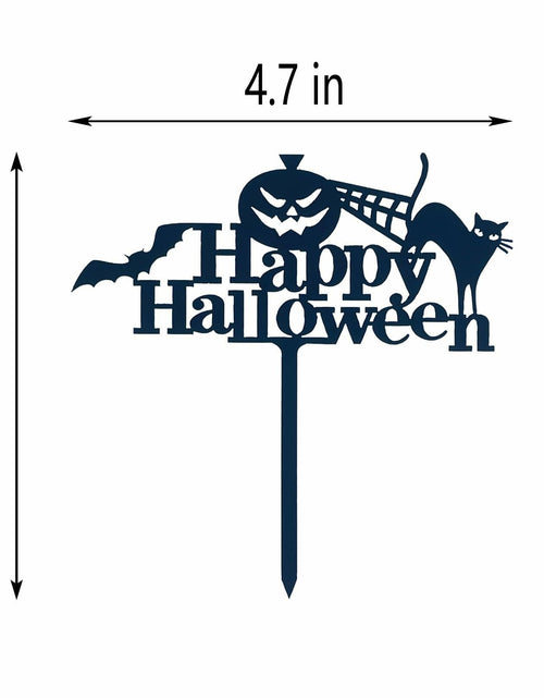 Load image into Gallery viewer, JIEEIN Happy Halloween Cake Topper Black Acrylic 1 Piece Party Décor
