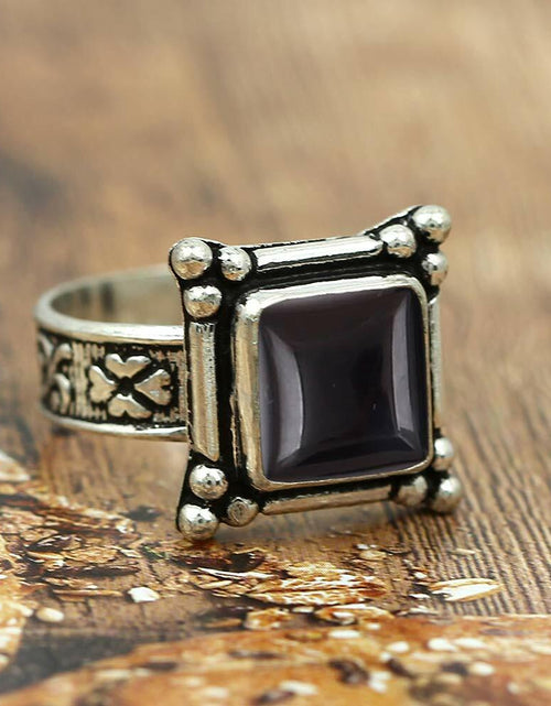 Load image into Gallery viewer, Natural Black Onyx 925 Silver Plated Ring Black Stone Size 5
