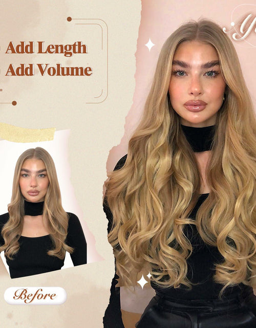 Load image into Gallery viewer, FESHFEN Invisible Wire Hair Extensions 20" Long Wavy Synthetic Black
