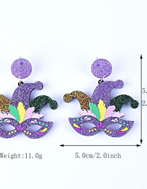 Load image into Gallery viewer, Fuqimanman2020 Mardi Gras Carnival Dangle Earrings Acrylic Mask Star Design
