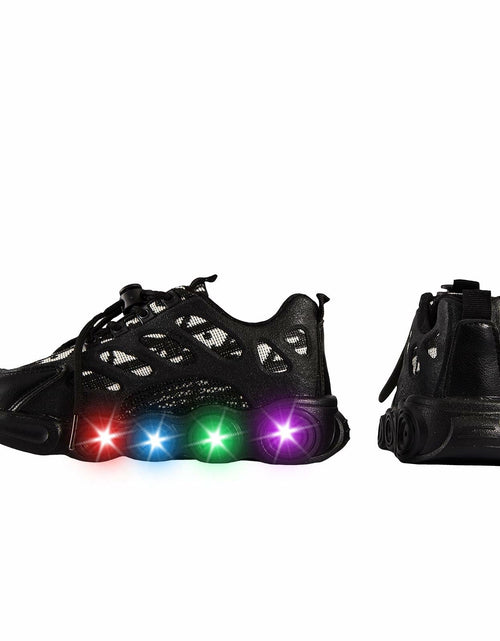 Load image into Gallery viewer, VRYUZHOU Children's Shining Party Sneakers Christmas Cartoon Black Size 7
