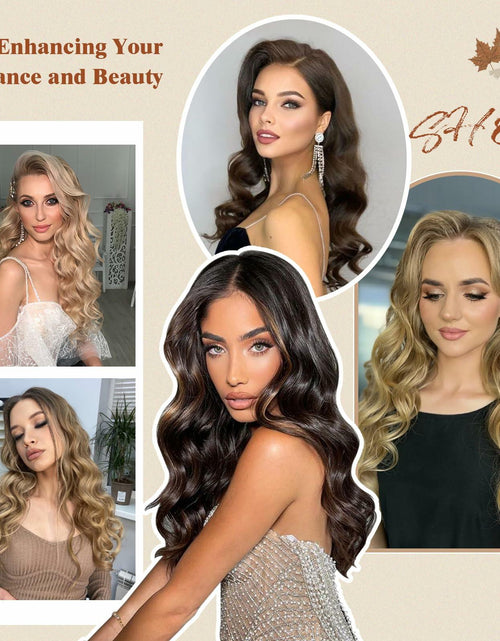 Load image into Gallery viewer, FESHFEN Invisible Wire Hair Extensions 20" Long Wavy Synthetic Black

