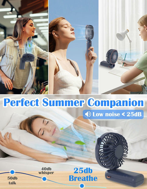 Load image into Gallery viewer, Akejrym Portable Handheld Fan 4000mAh LED Display 5 Speeds 90° Adjustable Blue
