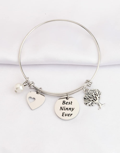Load image into Gallery viewer, FEELMEM Best Ninny Ever Family Tree Bracelet Stainless Steel Box Chain
