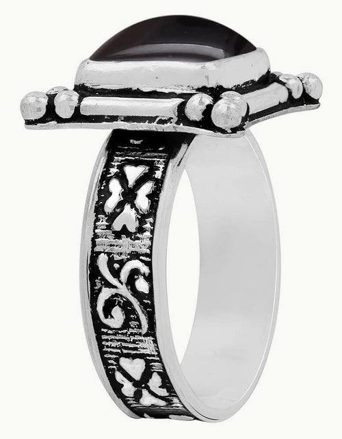 Load image into Gallery viewer, Natural Black Onyx 925 Silver Plated Ring Black Stone Size 5
